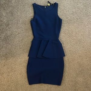Bcbg max azria navy blue body con peplum dress